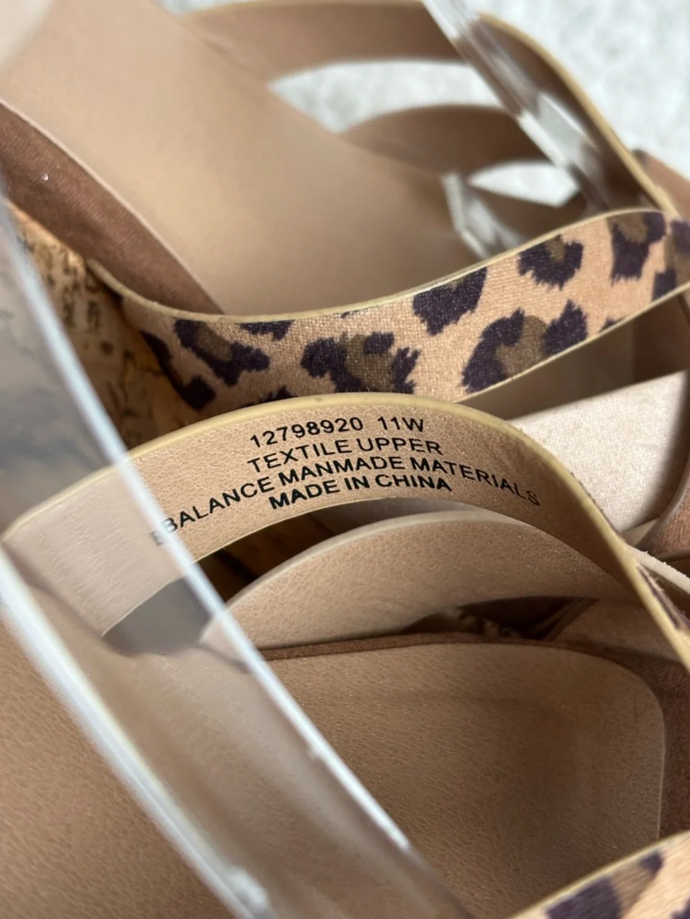 Torrid Sandals Womens 11W Leopard Mixed Media Cork Wedge Buckle Strappy
